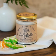 Load image into Gallery viewer, Lime, Basil &amp; Mandarin Soy Wax Candle - LillyBella Handcrafted
