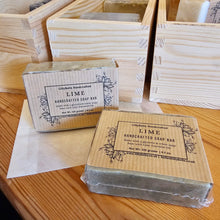 Load image into Gallery viewer, LIME - Made with a glycerine &amp; white soap base with Lime Essential Oil Coloured with French Green Clay - LillyBella Handcrafted
